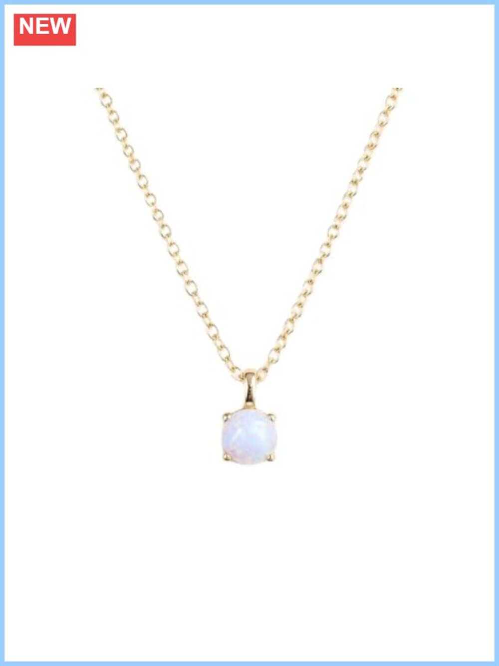 14K Gold Plated Opal Pendant Necklace 925 Sterling Silver Minimalist
